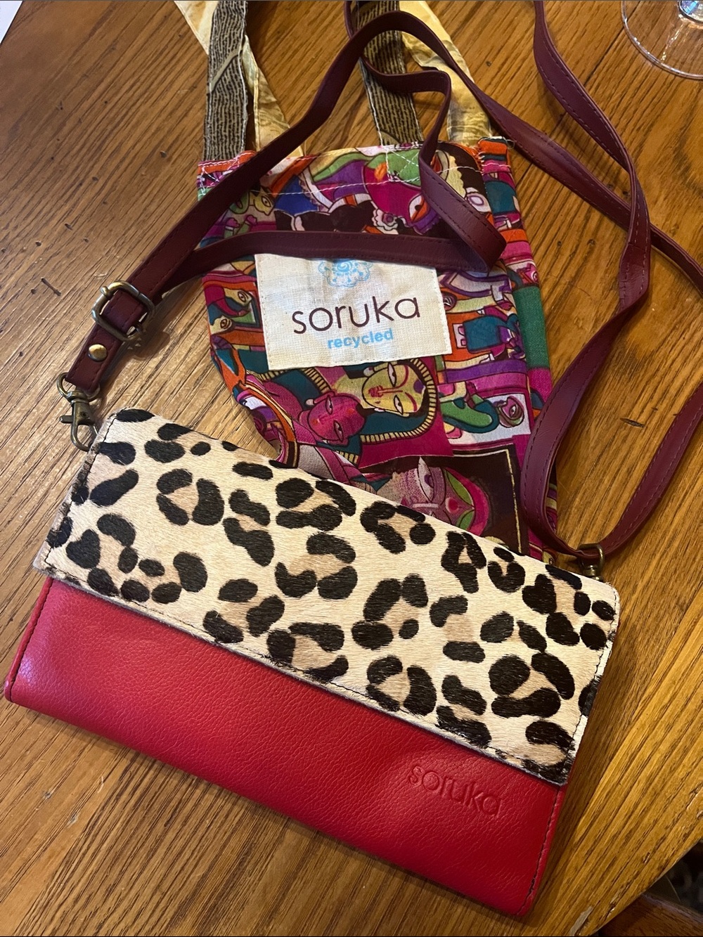 Soruka  Multicolor Upcycled Leather Crossbody Wallet /Purse
